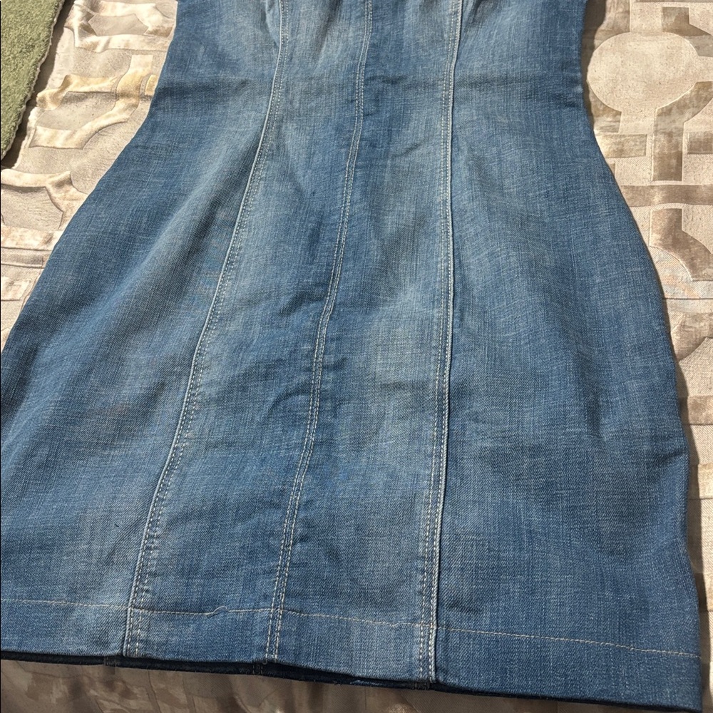 Guess Blue Denim adjustable Halter Mini denim Dress - Picture 2 of 6